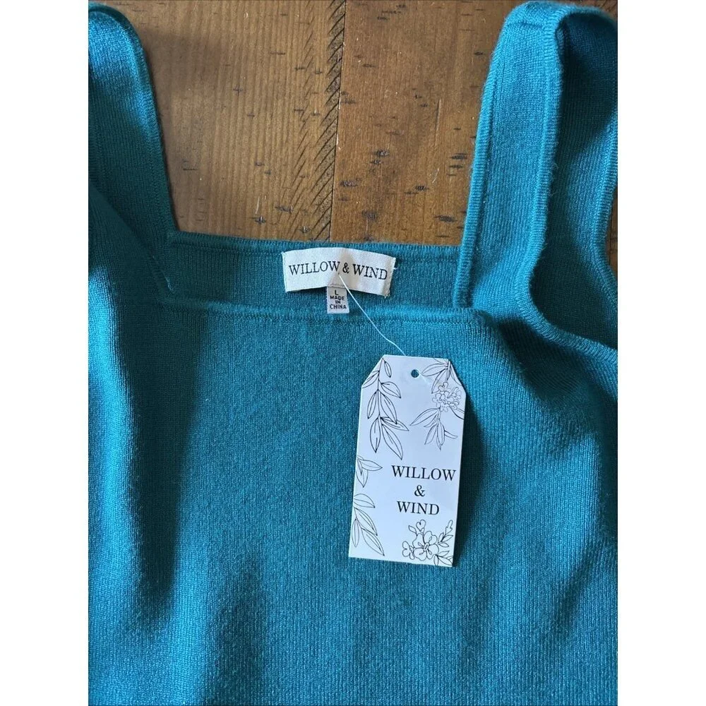 Willow & Wind Teal Knit Dress Size Large Fitted NWT - Picture 3 of 7
